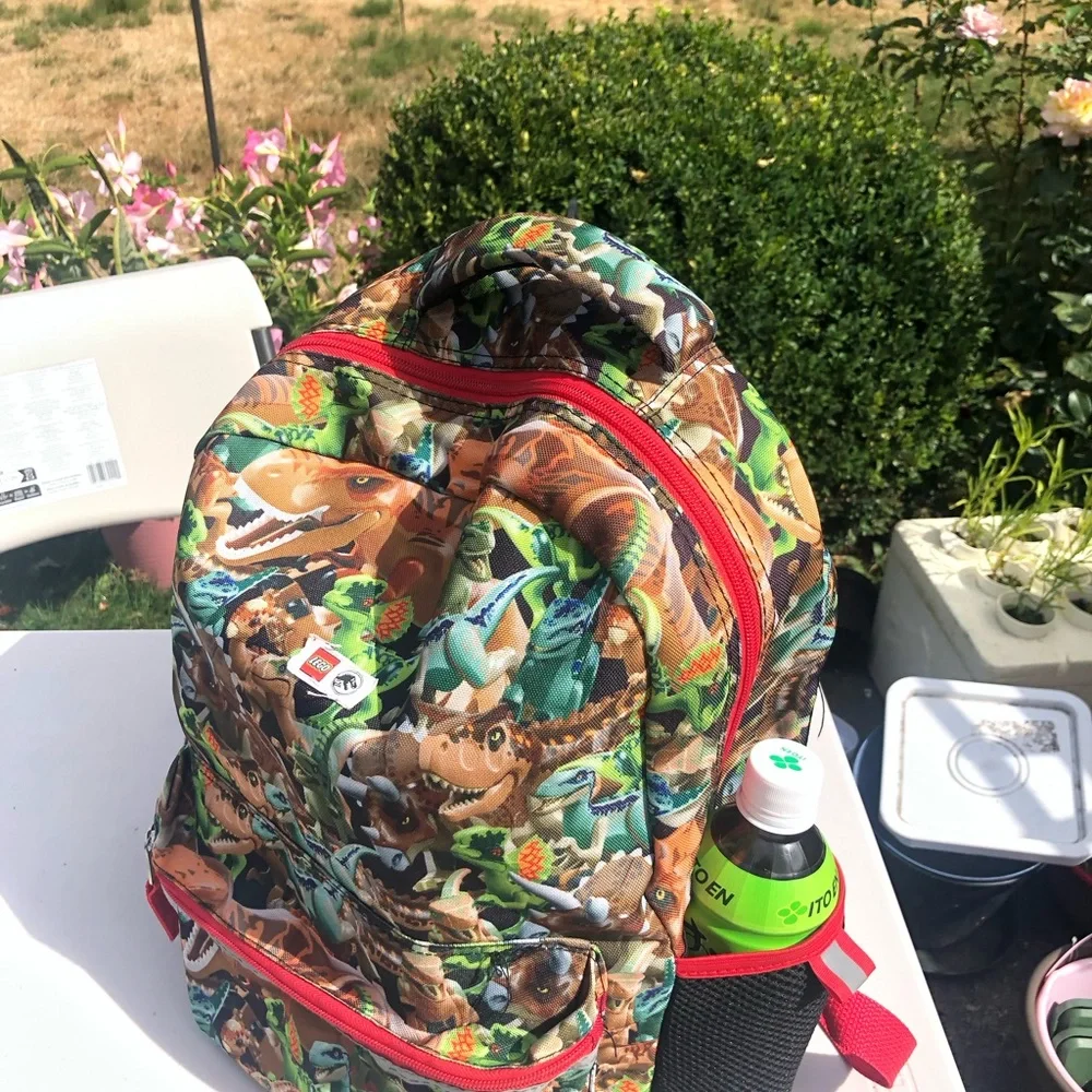 Lego Kids Dinosaur Print Backpack with Red Trim